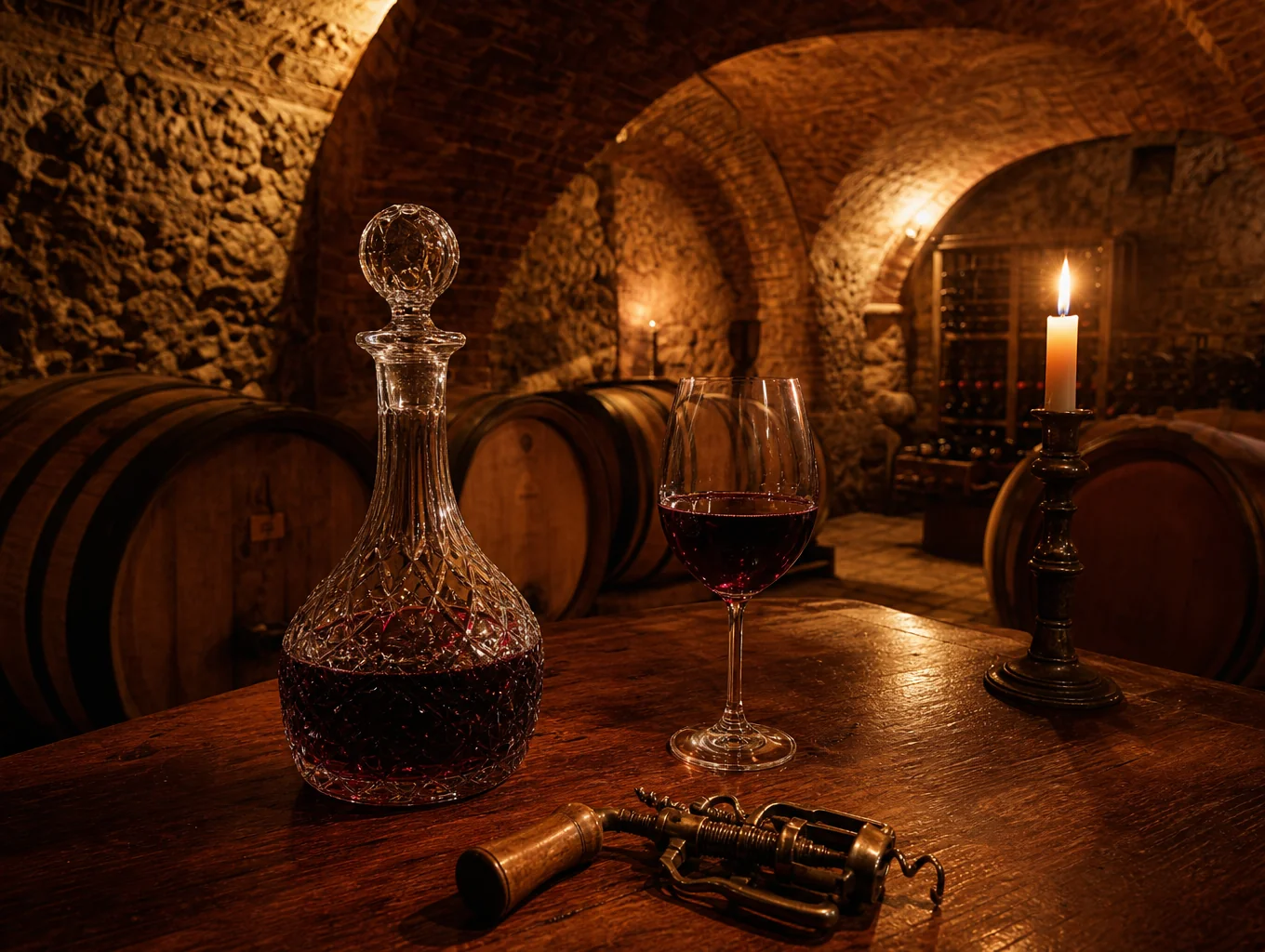 Cozy wine cellar nook with vintage bottles